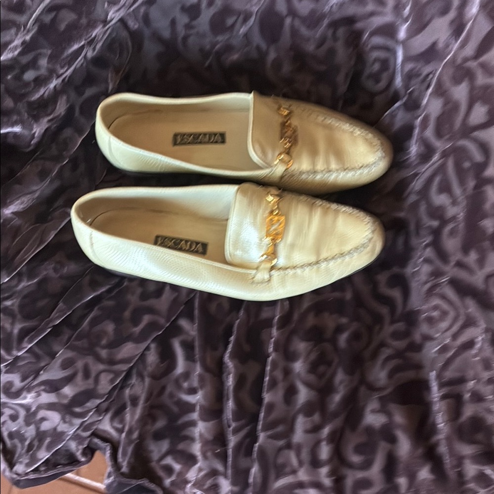 Escada Beige Loafers with Gold Detail